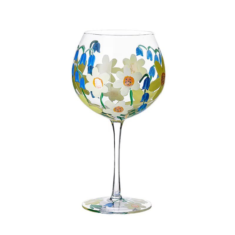 Hand-Painted Floral Wine Glasses