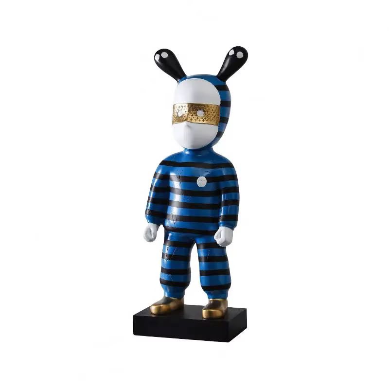Rabbit-Ear Masked Figure Sculpture