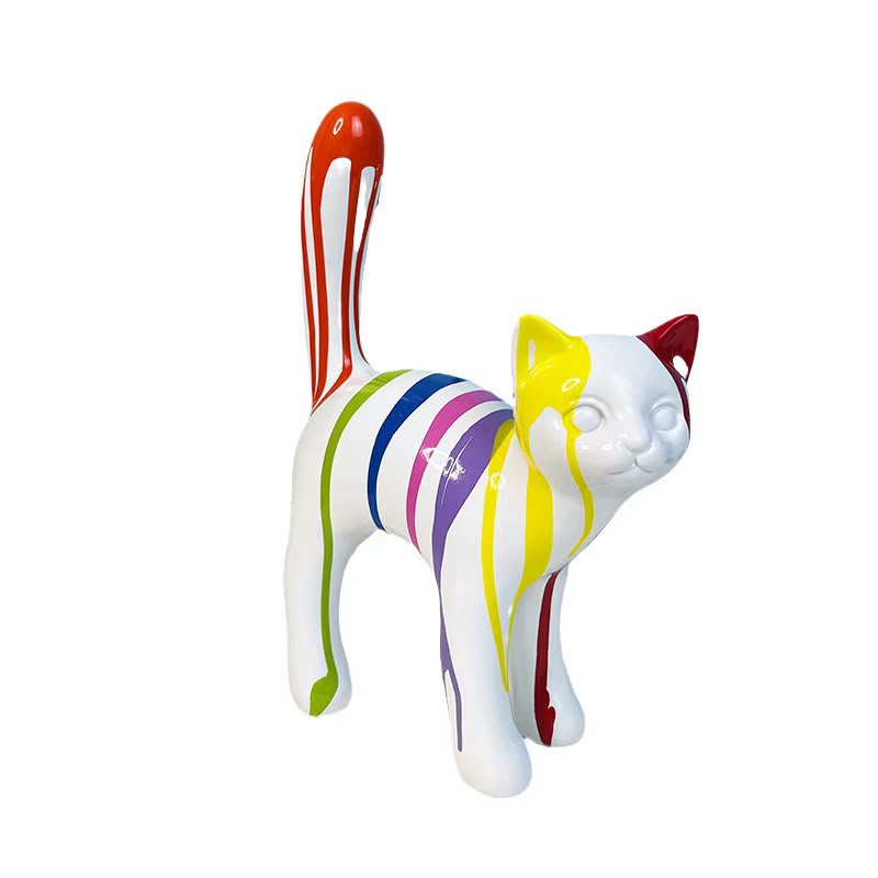 Pop Art Drip Cat Sculpture