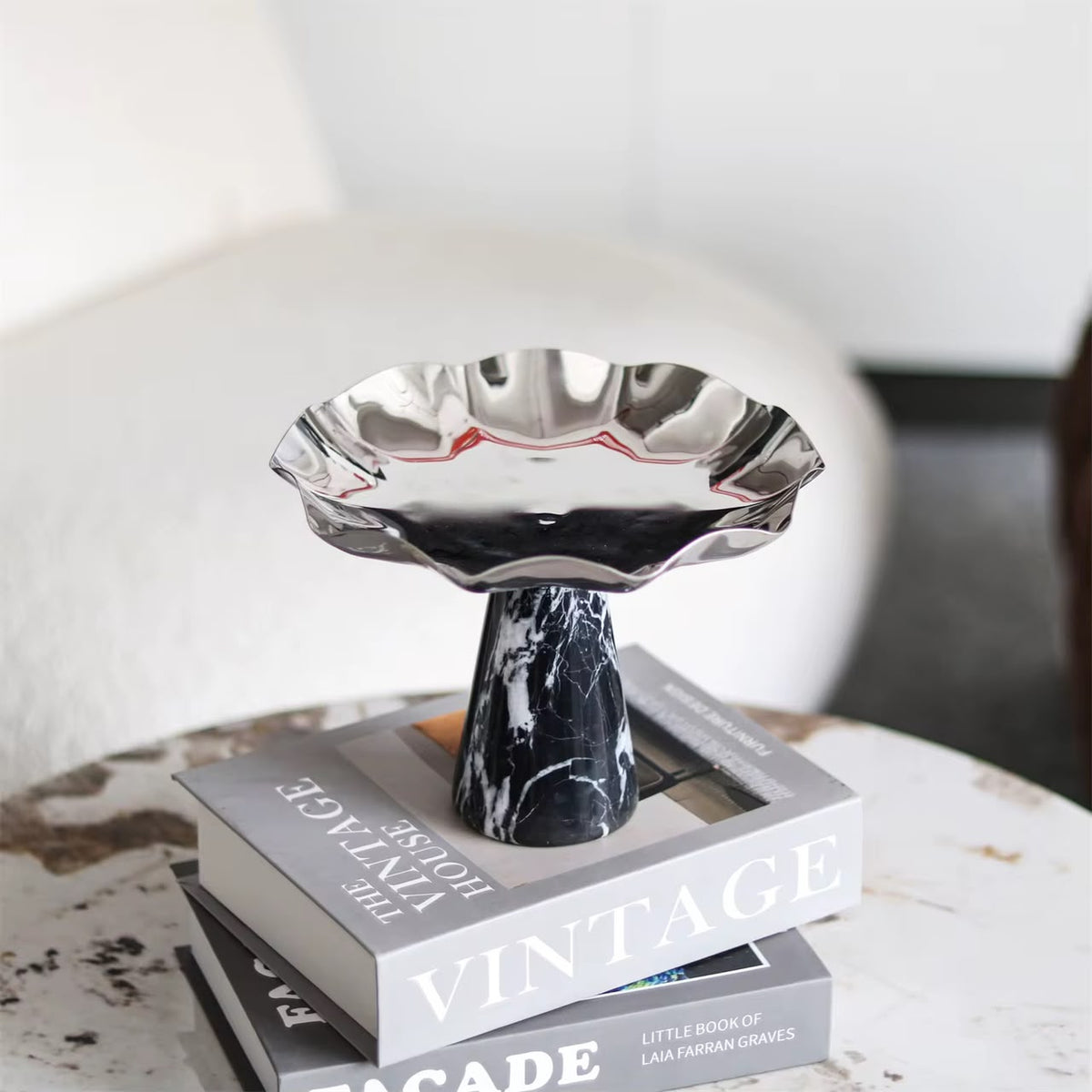 Marble & Metal Serving Bowl
