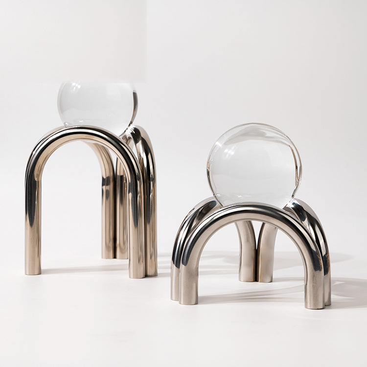 Arched Titanium Crystal Ball Sculpture