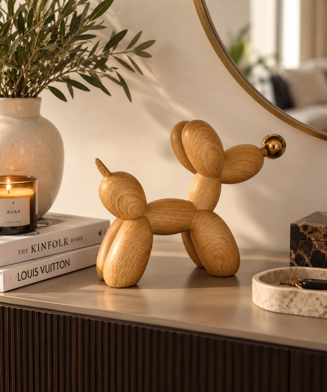 Wooden Balloon Dog Sculpture