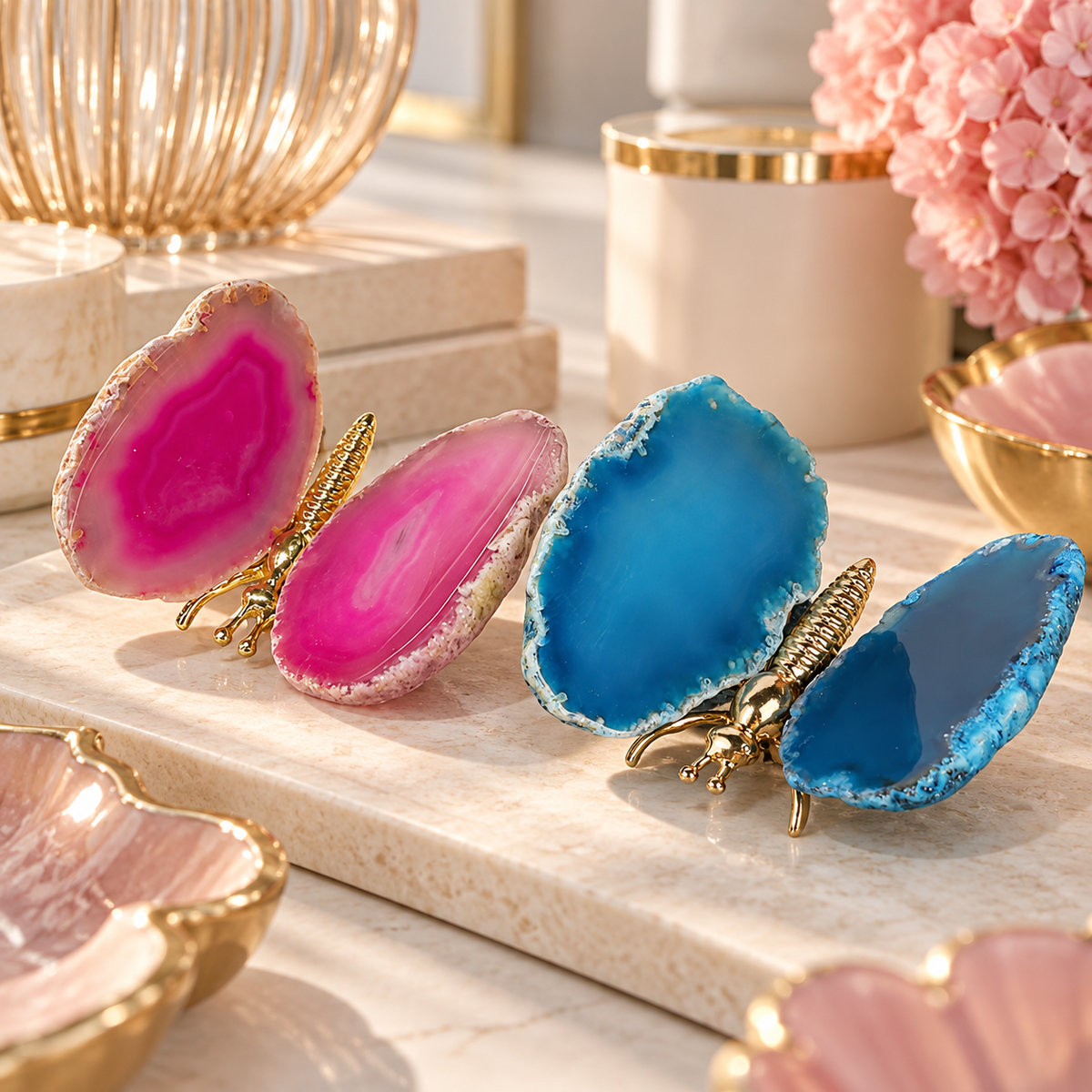 Agate Butterflies Decor