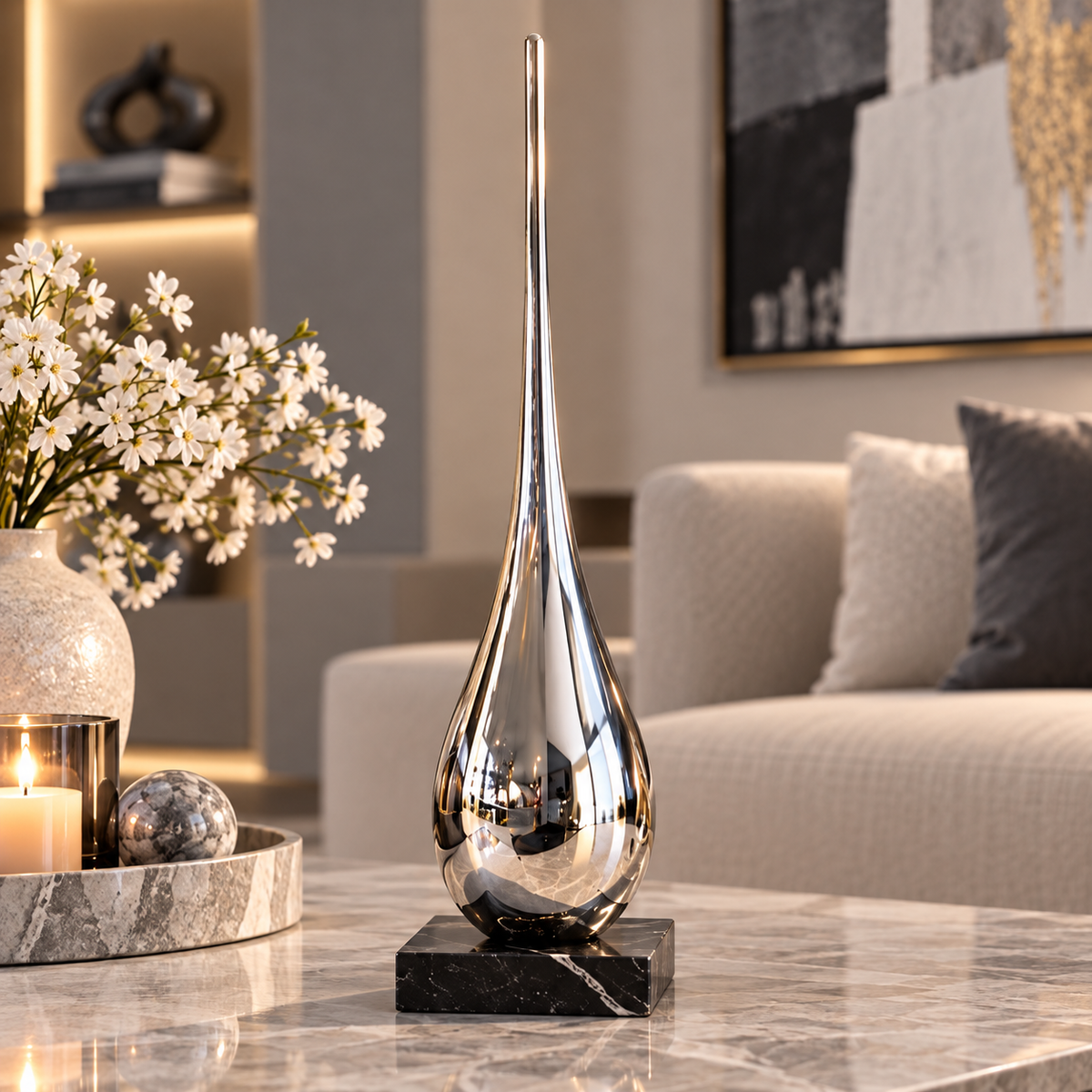 Silver Teardrop Decorative Set