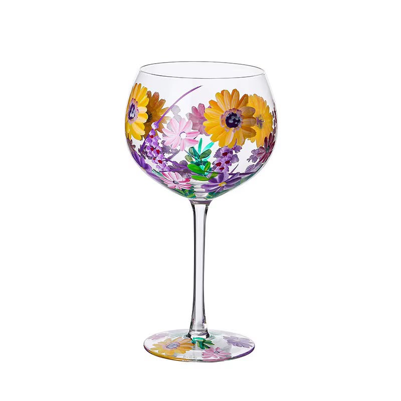 Hand-Painted Floral Wine Glasses
