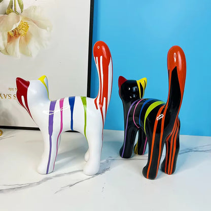 Pop Art Drip Cat Sculpture