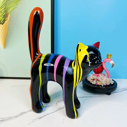 Pop Art Drip Cat Sculpture