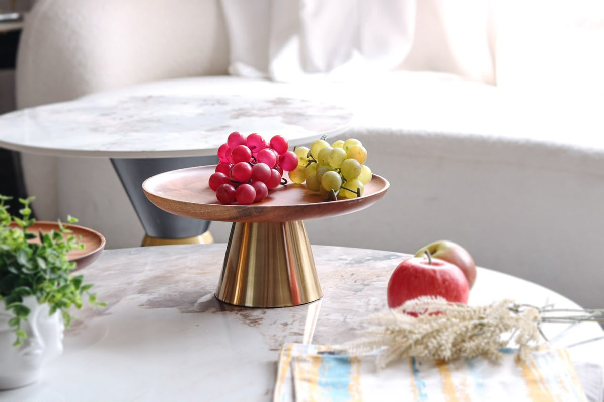 Wood & Metal Pedestal Tray