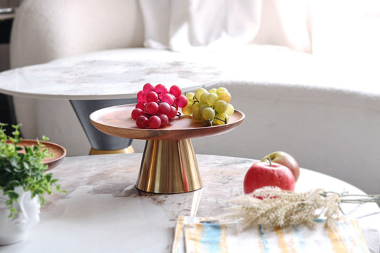 Wood & Metal Pedestal Tray