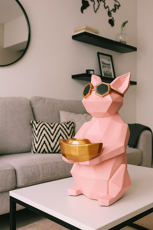Faceted Fortune Cat Sculpture
