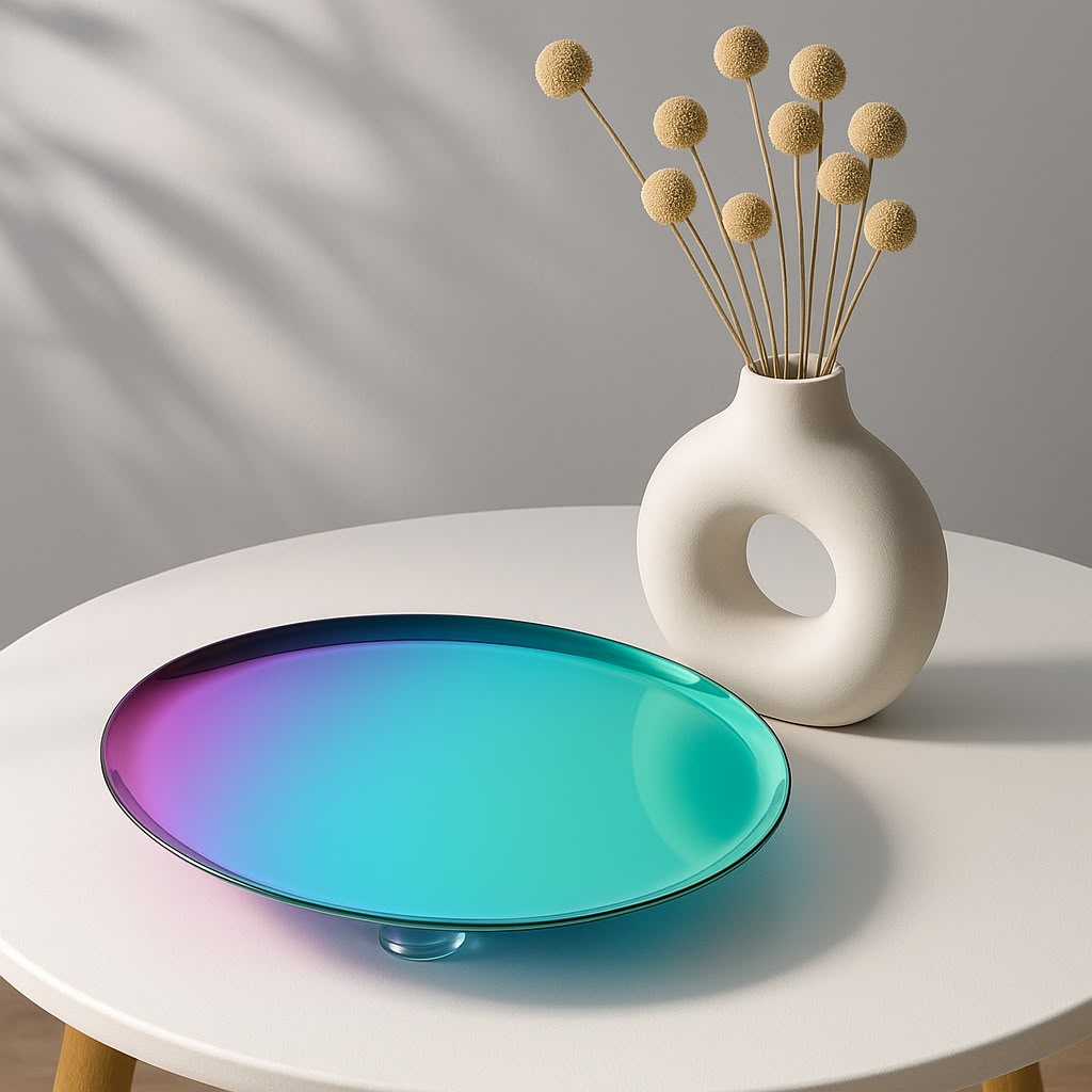 Iridescent Glass Decorative Tray