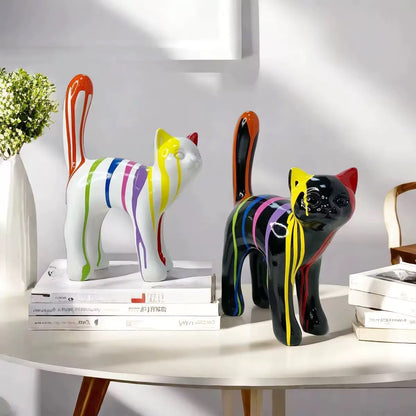 Pop Art Drip Cat Sculpture