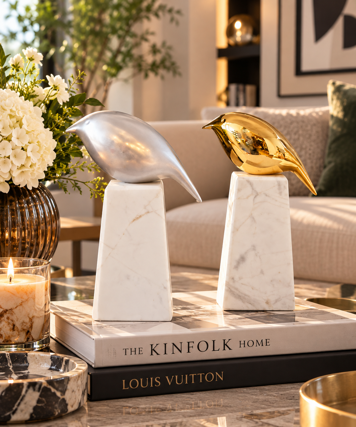 Marble & Resin Bird Decorative Piece