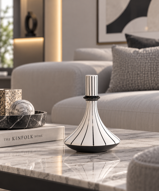 Monochrome Striped Decorative Vase