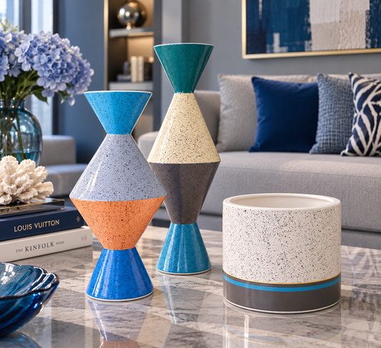 Color Block Geometric Vase - Set of 3