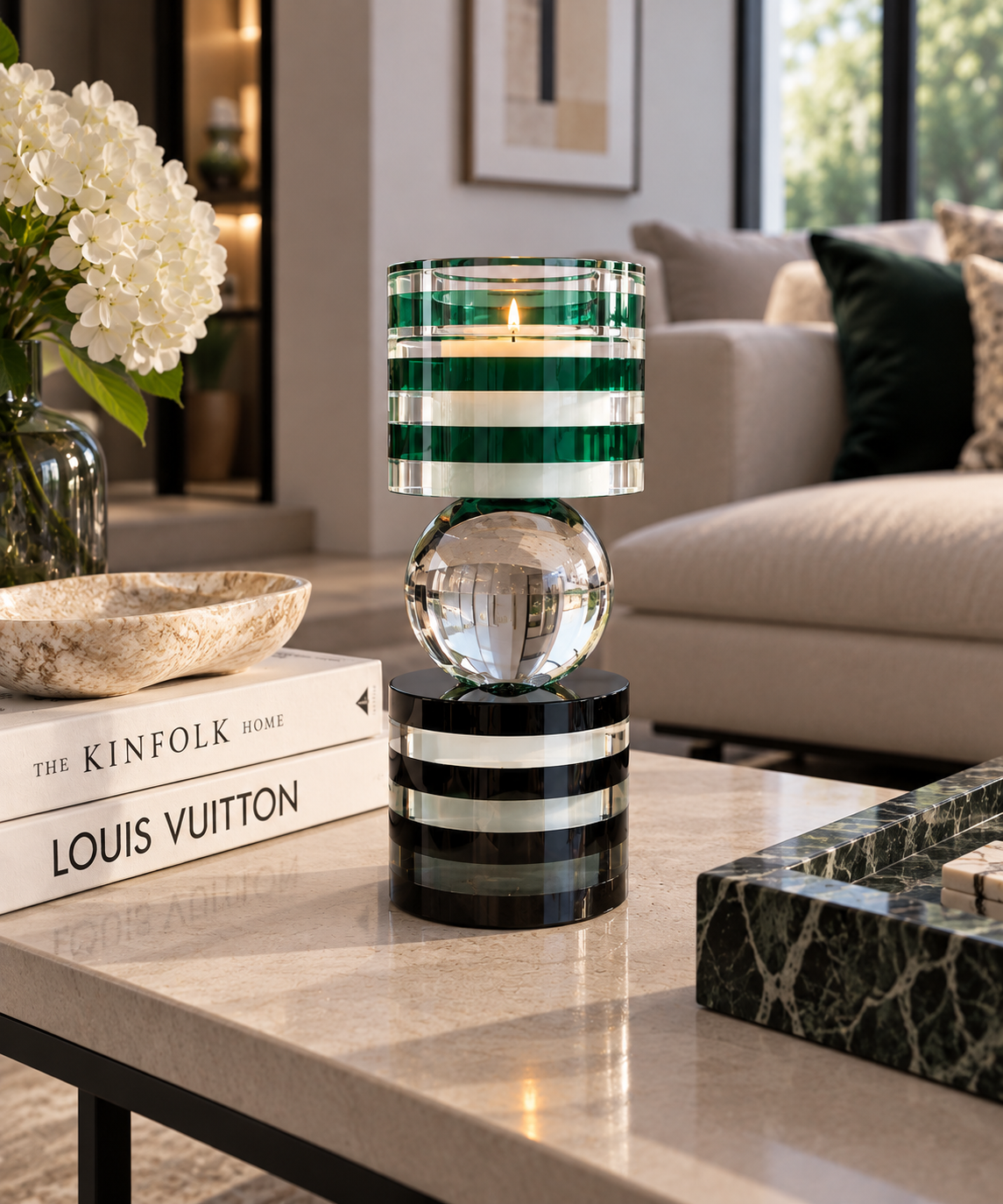 Striped Crystal Candle Holder