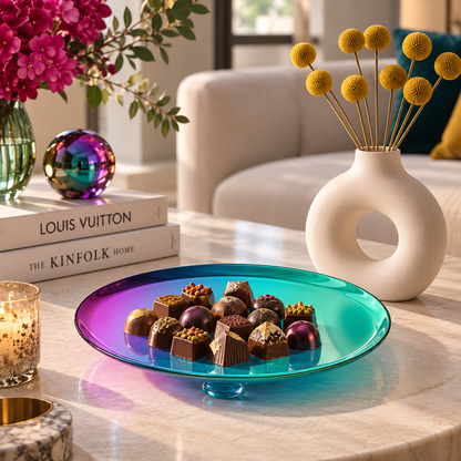 Iridescent Glass Decorative Tray