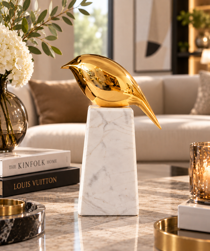Marble & Resin Bird Decorative Piece