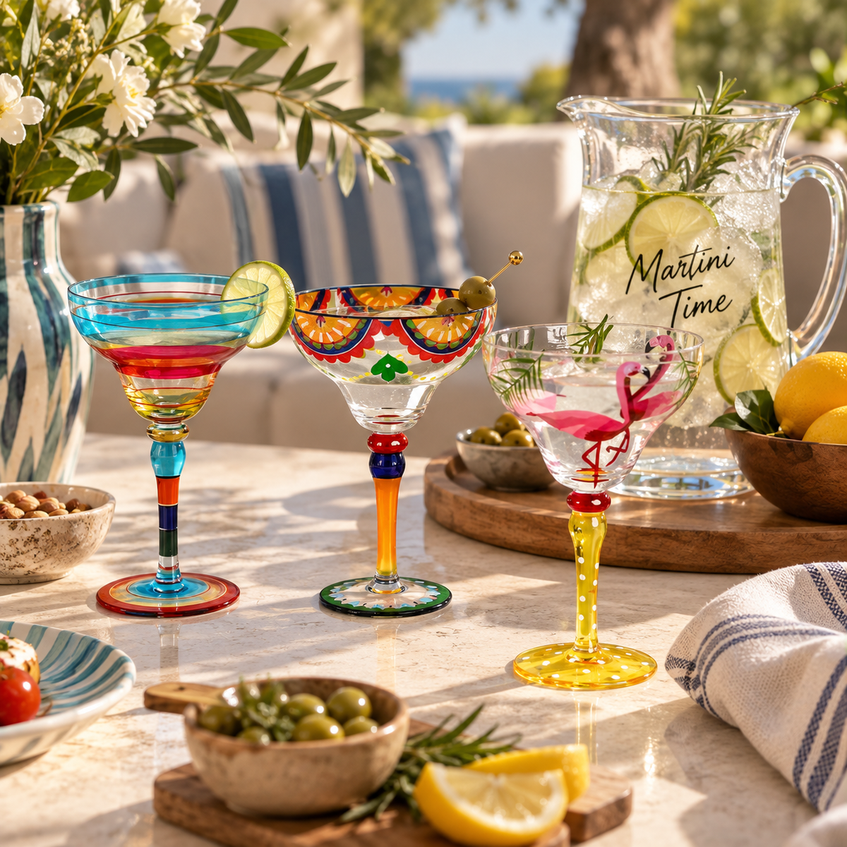 Hand-Painted Martini Glasses