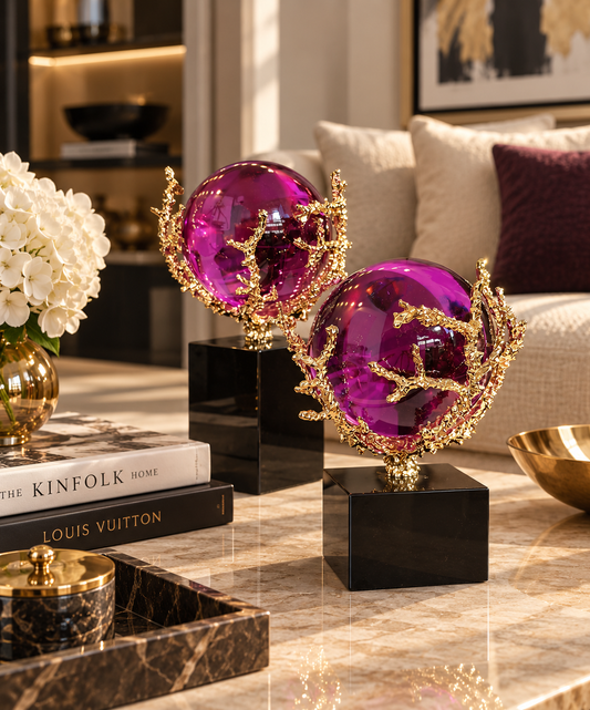Amethyst Coral Sphere Sculpture